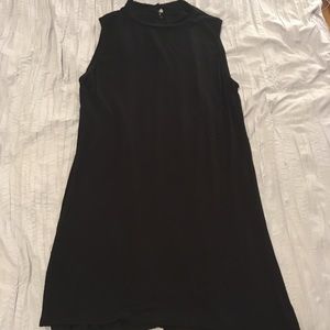 bobeau long black tank w high neckline